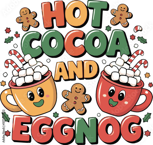 Delicious Christmas Vector Art of Hot Cocoa and Eggnog for Holiday Projects