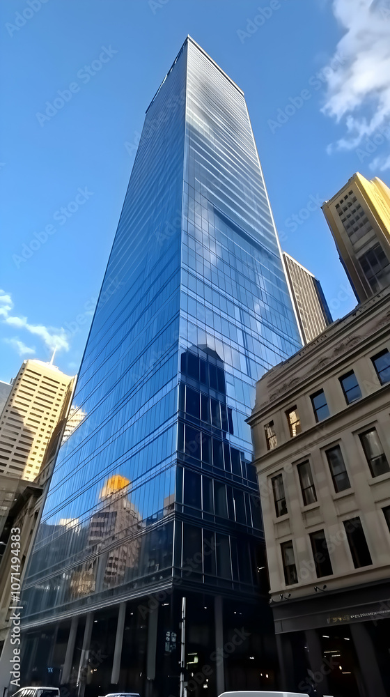 Photo Modern Glass Skyscraper Architecture Cityscape Blue Sky Clouds Urban Photo Modern Glass Skyscraper Architecture Cityscape Blue Sky Clouds Urban