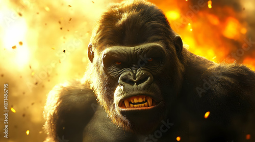 Angry Gorilla in Front of a...