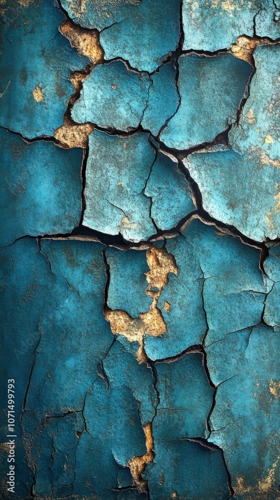Obraz premium Cracked Teal Painted Wall