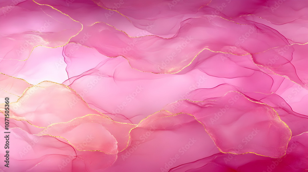 Fototapeta premium Abstract Background Pink Gold Glitter Alcohol Ink