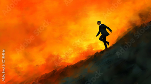 Man Walking Up a Hill Illus...