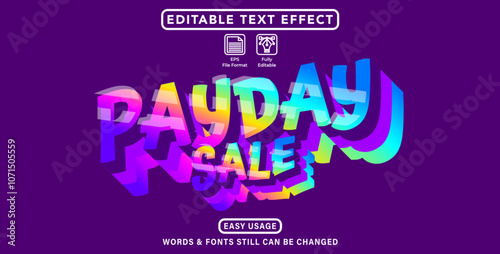 Editable text effect modern payday sale style