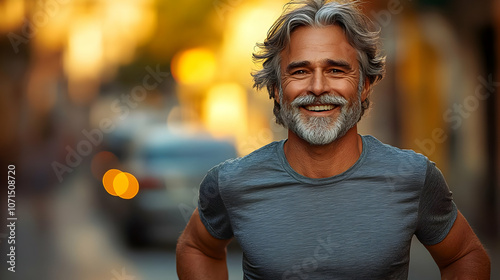 Smiling Man with Gray Hair ...