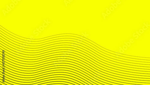 A yellow background with curved, parallel black lines forming a wave-like pattern across the bottom of the image.