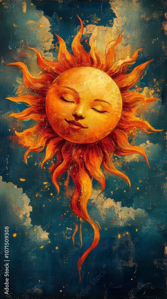 Fototapeta premium Golden Sun Painting