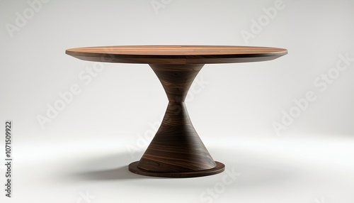 Modern wood round table isolated on transparent a white background 