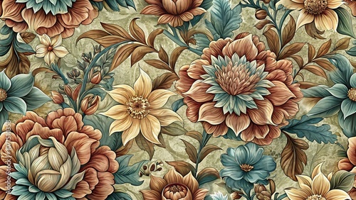 Vintage ornamental flowers pattern background