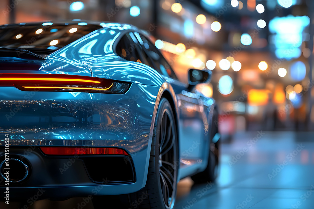 3D Render Night City Sports Car Illustration 3D Render Night City Sports Car Illustration