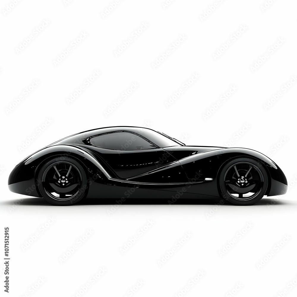 Fototapeta premium 3D Black Sports Car Illustration - Sleek Design