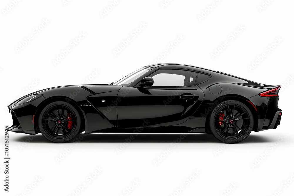 Naklejka premium 3D Render Black Sports Car Illustration