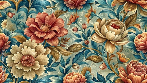 Vintage ornamental flowers pattern background