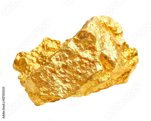 A shiny gold nugget with a rough texture, showcasing its natural beauty and value.