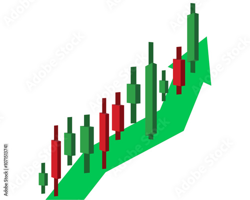Growth upward arrow candlestick trading chart for business financial investment trading
