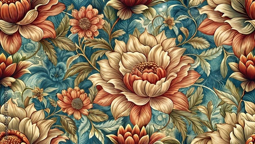 Vintage ornamental flowers pattern background