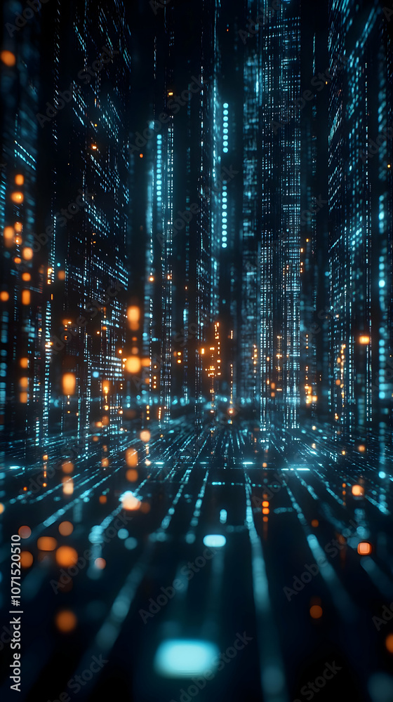 Fototapeta premium 3D Abstract Background Data Stream Digital Technology