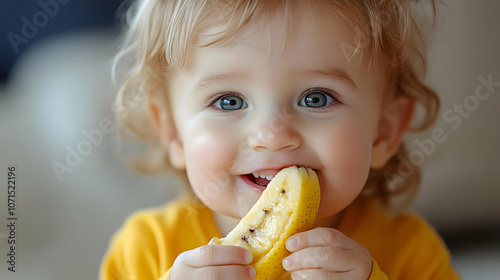 Cute Baby Eating Banana - R...