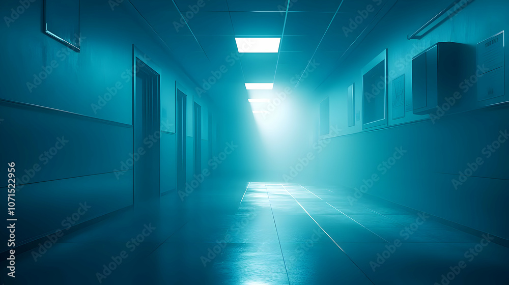 Obraz premium 3D Empty Hospital Corridor Background Illustration
