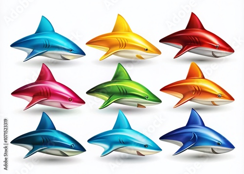 Eco-friendly Shark Fin Icon Set logo, designed for marine conservation and aquatic branding, featuring minimalist photo