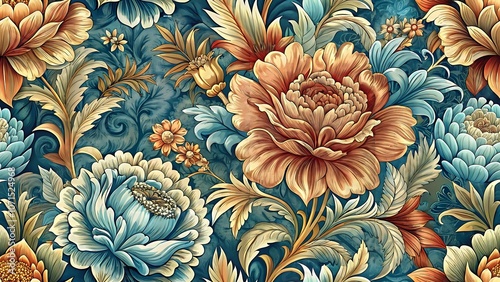 Vintage ornamental flowers pattern background