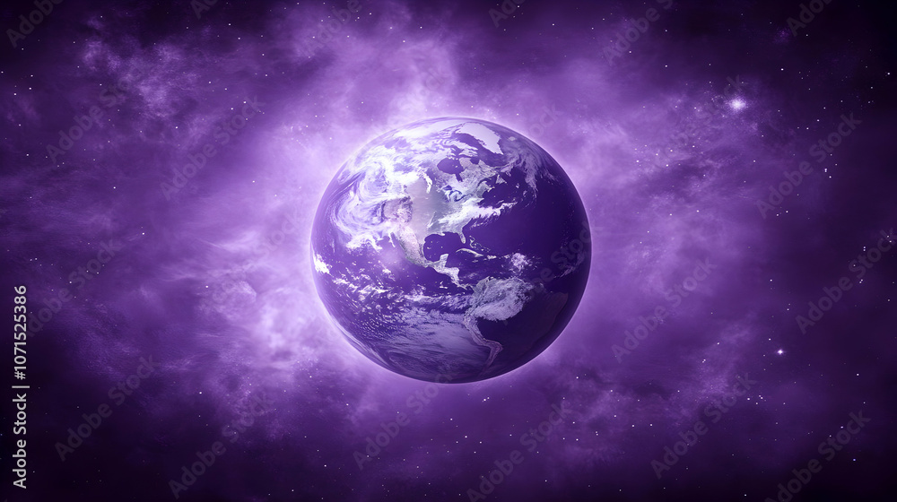Obraz premium Illustration Purple Earth Space Stars Galaxy Universe Cosmic Background