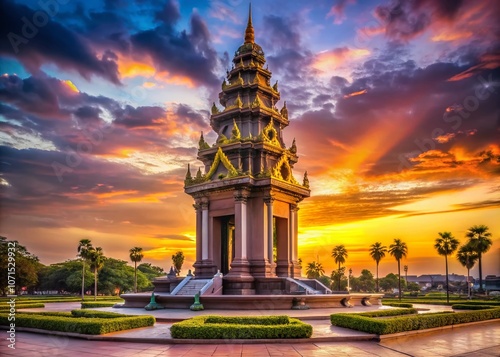 Phnom Penh Independence Monument AI Photo, Cambodian Landmark, Architectural Photography, Majestic Structure