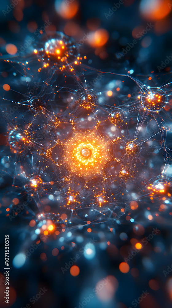 Obraz premium Abstract Background - Glowing Orange Network Illustration