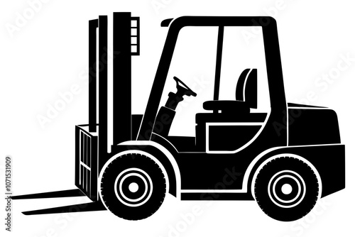 Forklift truck. Clean silhouette of a forklift machine vector illustration on a white background.