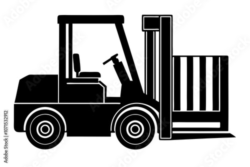 Forklift truck. Clean silhouette of a forklift machine vector illustration on a white background.