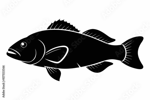 Grouper silhouette vector black on a white background