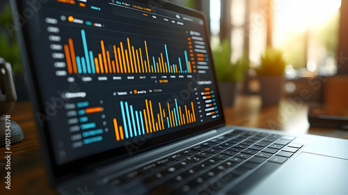 Laptop Screen with Data Vis...