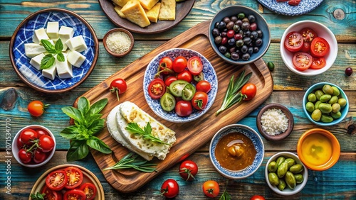 Wallpaper Mural Turkish Breakfast: Olives, Tomatoes, Cucumber, Feta - Diet & Healthy Food Torontodigital.ca