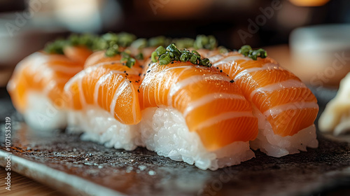 Salmon Sushi on a Plate - C...