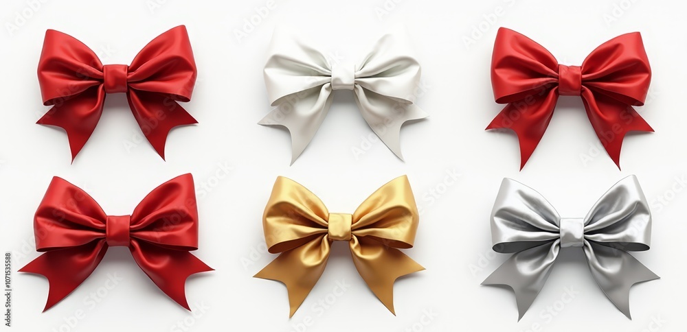 A bunch of different colored bows on a white background A bunch of different colored bows on a white background