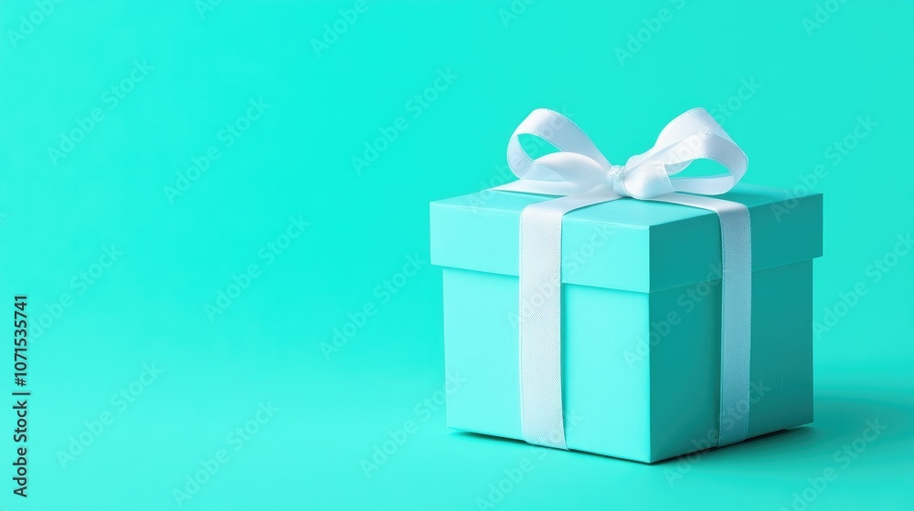 Obraz premium Small gift box with ribbon, on a clean background with space for text, ideal for holiday messaging.