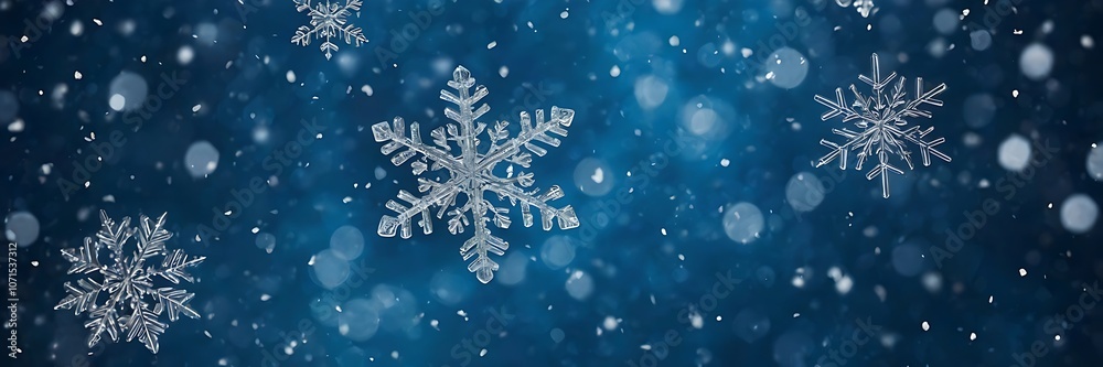 Winter bokeh blue background  snowflakes on a beautiful xmas background merry Christmas and happy new year 