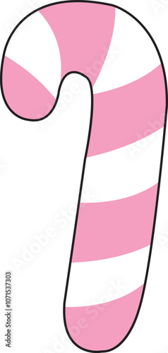 Pink Striped Candy Cane Illustration
