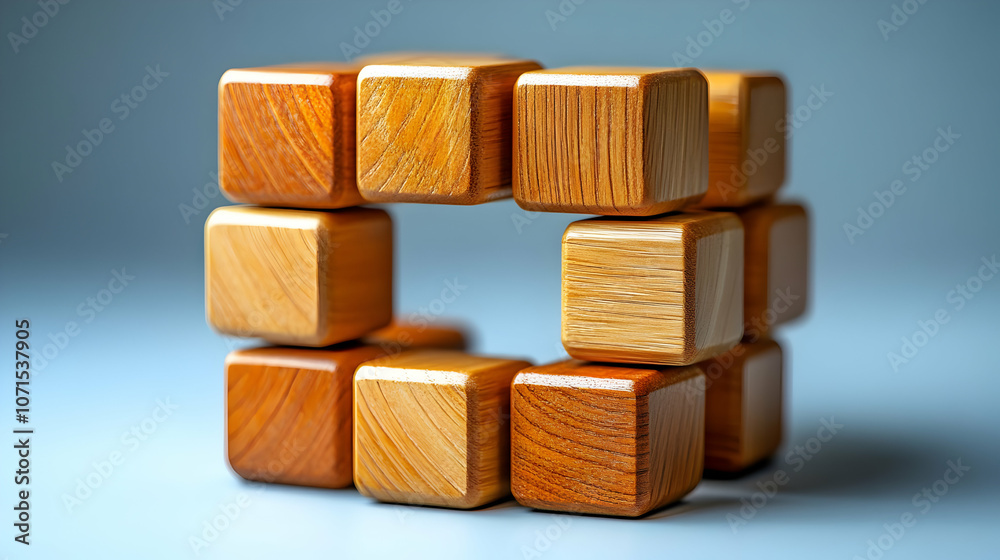 Photo Wooden Cubes Structure Design, Grain, Texture Photo Wooden Cubes Structure Design, Grain, Texture