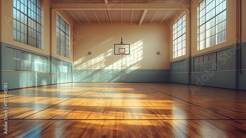 Empty Basketball Court Illu...