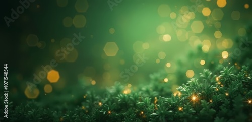 a green background with a bunch of lights on it