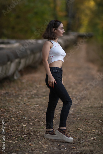 Portrait of a young beautiful girl outdoors.