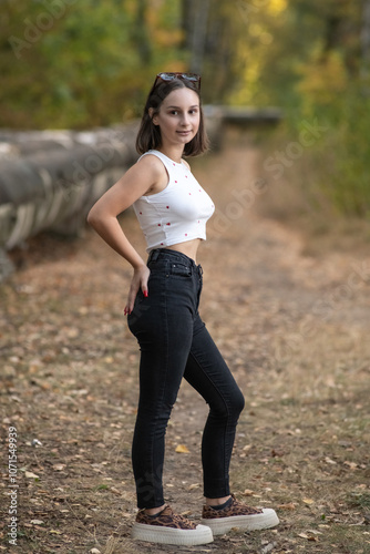 Portrait of a young beautiful girl outdoors.