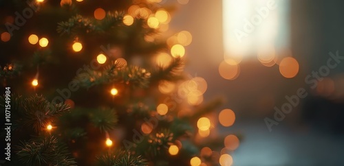 a close up of a christmas tree with lights on it