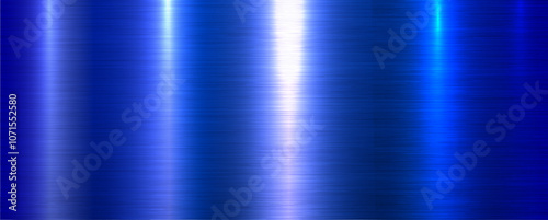 Blue brushed metal texture background, shiny lustrous metallic 3d background.