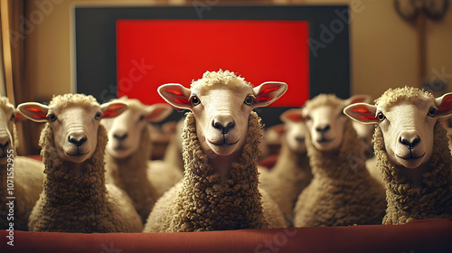 Cute Sheep Looking at the C...