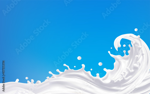 Illustration 3d vector Milk ripple splash background, Liquid beverage pouring down, .Realistic Mesh gradient is used
