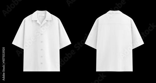 Fotografie white linen shirt with front and back view isolated on a black background, white
