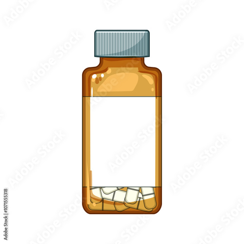 dosage pill bottle cartoon. refill storage, childproof box, dispenser capsule dosage pill bottle sign. isolated symbol vector illustration