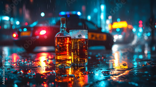 Rainy Night Cityscape with ...