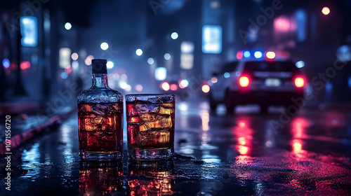 Night City Street With A Gl...